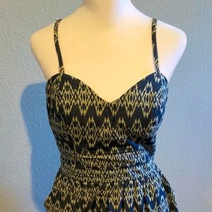 Navy Blue Pattern Cocktail Dress, Size 9 (Juniors)